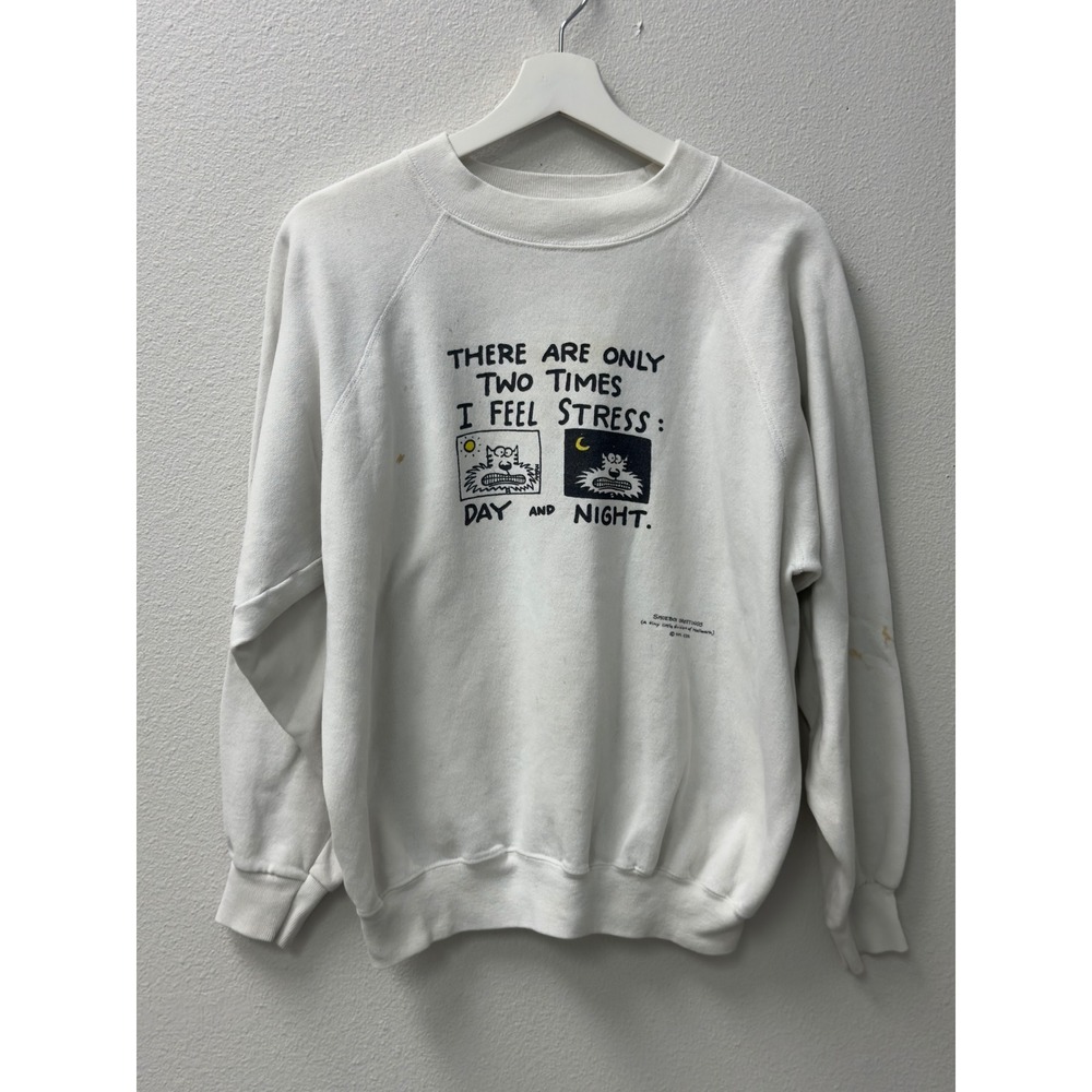 Vintage Hanes Shoebox Greetings Sweatshirt Mens XL White Vintage Stress Graphic